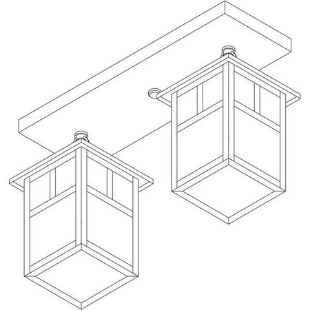 Arroyo Craftsman 5" Mission 2 Light Ceiling Mount Without Overlay (Empty), Pewter, Off White Glass MCM-5/2EOF-P